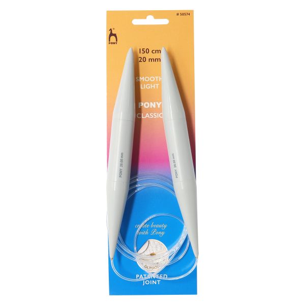 Спицы вязальные круговые 20,00мм / 150см, пластик PONY, 50574