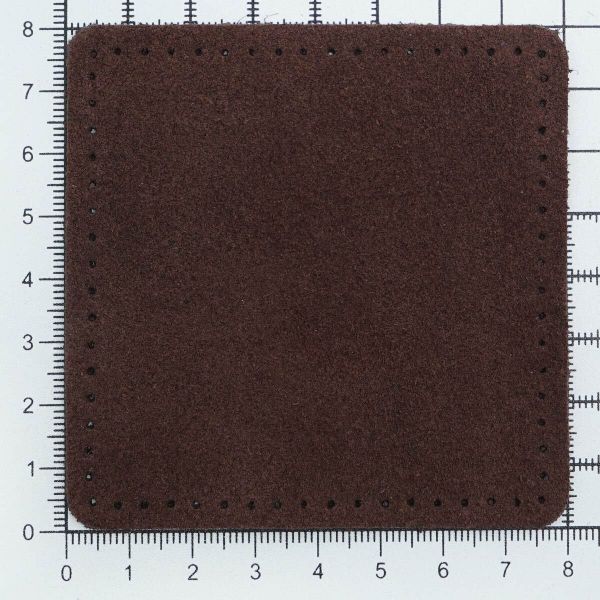 Заплатки пришивные из замши, квадрат 8см с перфорацией, 2 шт, 100% кожа, 21 темно-коричневый, 59122
