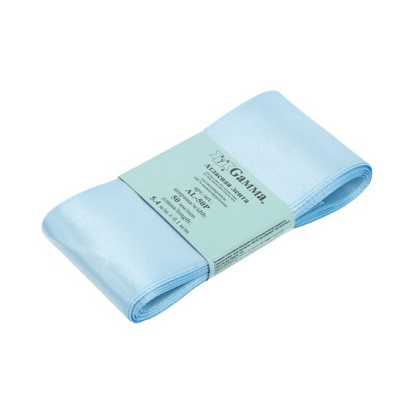 Лента атласная 1-сторонняя 50.0 мм / 5 шт по 5.4 метра, №073 бл.синий, Gamma AL-50P