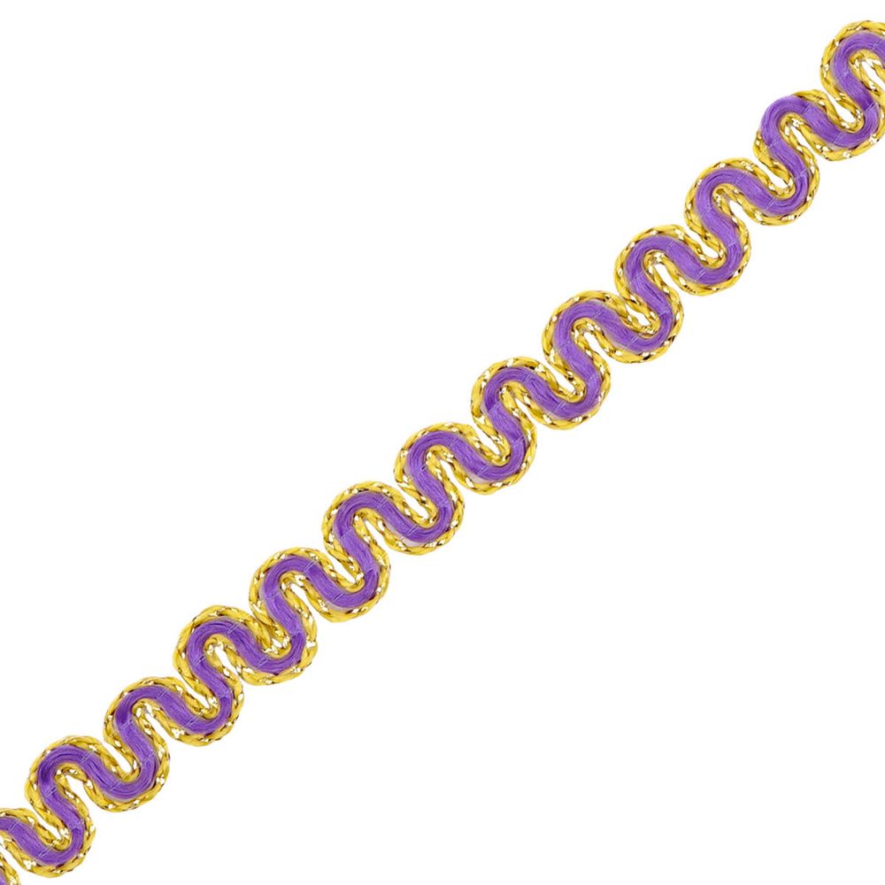 Тесьма отделочная змейка 10 мм / 10 метров, вязаная, рис.9404, фиолетовый/золото, С3794Г17