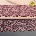 Кружево эластичное (стрейч) 110 мм, 40992PP цв.бордо+св.розовый, 3 метра, Kruzhevo