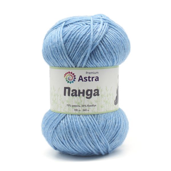Пряжа Astra Premium (Астра Премиум) Панда (Panda) / уп.2 мот. по 100 г, 240 м, 515 св.голубой