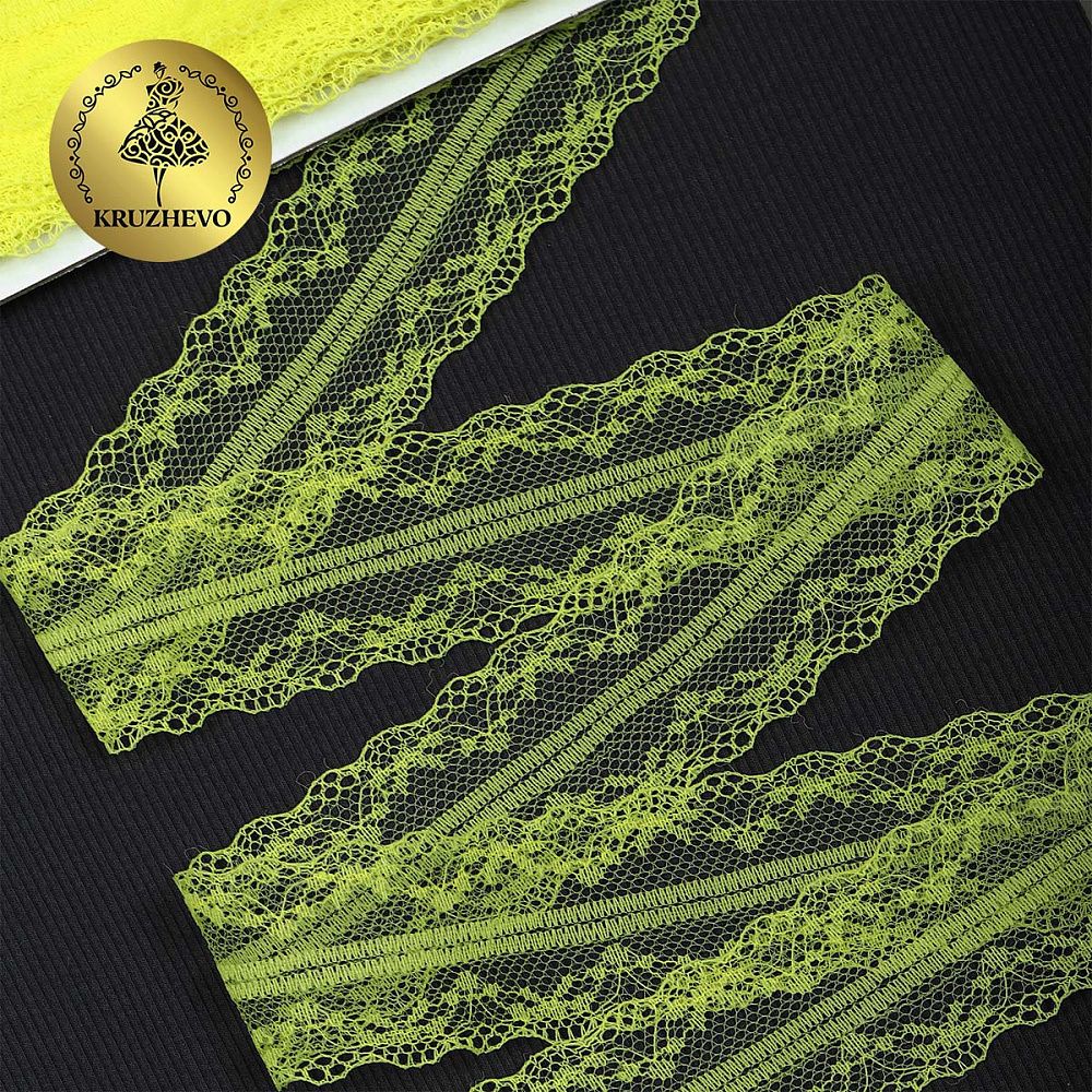 Кружево отделочное в стиле "трикотаж" 40 мм, 150-1, цв.13 желтый, 9.14м