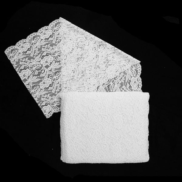 Кружево бельевое эластичное 300 мм / 13.72 м, цв. C501 белый