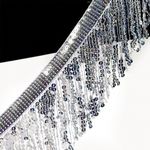 Бахрома отделочная 15.0 мм / 4.5 метра, с пайетками, TBY.11503, цв.серебро