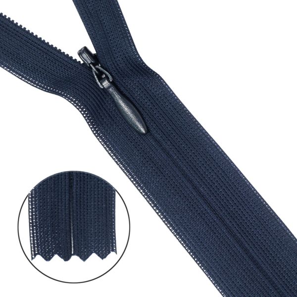 Молния потайная (скрытая) Т3 (3 мм) 1 зам., н/раз., 50 см, чернильн. нейлон, 31328 / 50, 10 шт