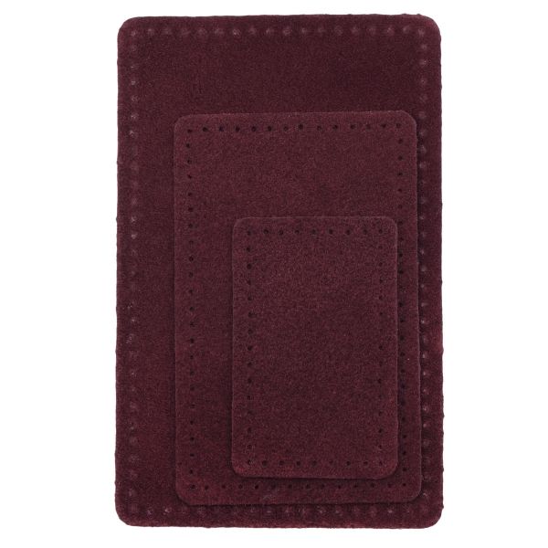 Набор заплаток пришив. из замши, прямоуг-к 4х6,4см, 6х9,6см, 8х12,7см, с перфорацией, 3 шт (31 бордовый), 59403