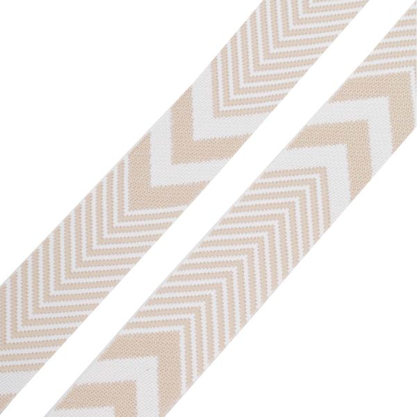 Стропа (ременная лента) 38 мм / 45.72 метра, [38.82 г/пог.м], с принтом 2-сторонняя, D166 бежевый/белый, 3Al354