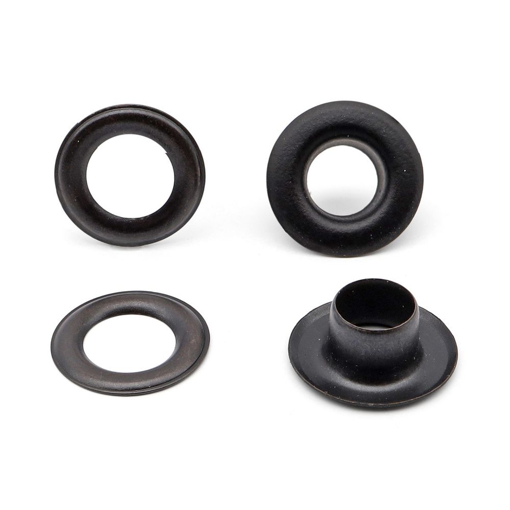 Люверсы металл ⌀_7.3 мм (внутр.), h5.41 мм (внутр.), сталь, черная резина (уп.≈100 шт) New Star