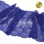 Кружево эластичное (стрейч) 8034 195мм цв.F223 синий ультрамарин, 10 метров, Kruzhevo