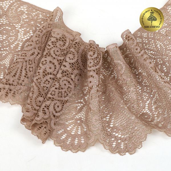 Кружево эластичное (стрейч) 110 мм / 25 метра, TBY.40992PP, цв.L30 кофе с молоком, Kruzhevo