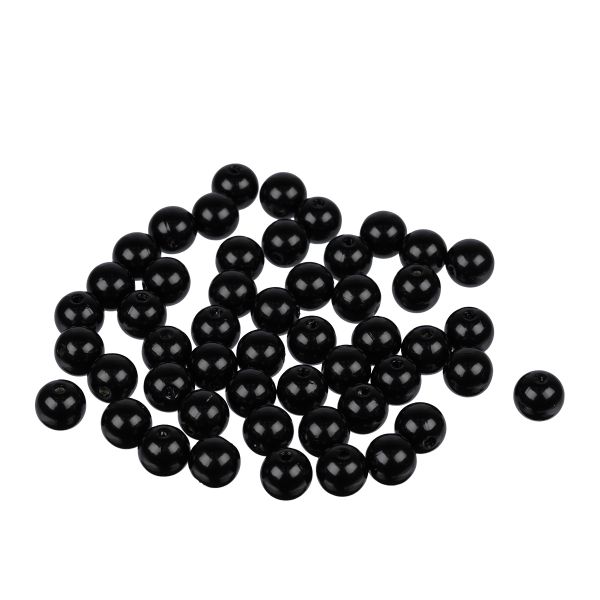 Бусины пластик ⌀10 мм, 50±2 шт, №02 черный, Zlatka PB-3