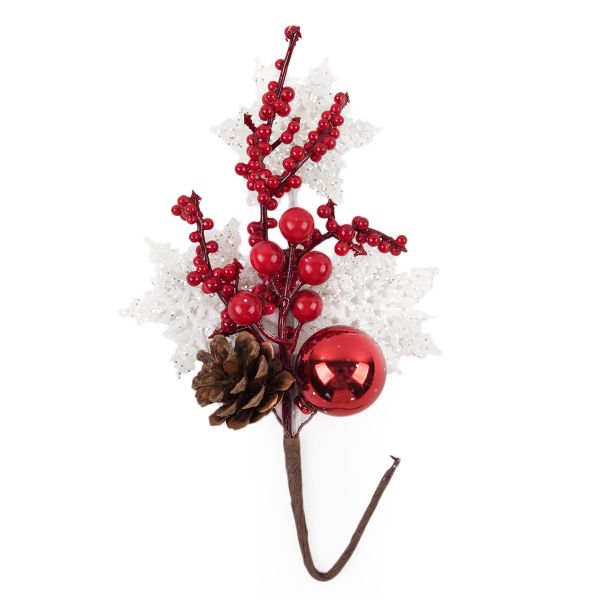 Веточка декоративная с шишкой и ягодами, 6 шт, 29 см, Blumentag VDD-122
