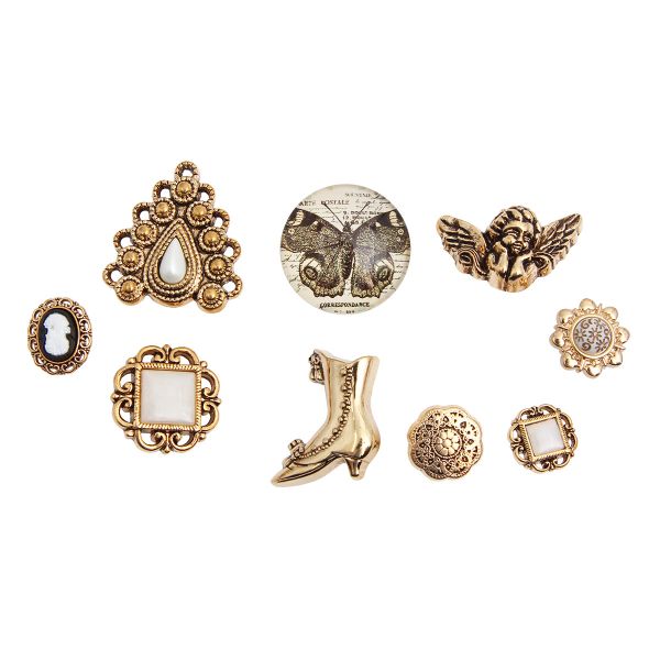 Украшения пуговицы декоративные фигурки Вечные ценности пластик, 9 штак, Dress It Up