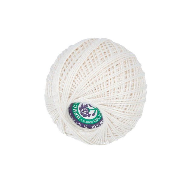 Пряжа ПНК им.Кирова Ирис / уп.6 мот. по 25 г, 150 м, 0101 (001) белый