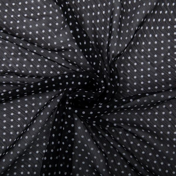 Ткань блузочная Chiffon 68 г/м², 200х147 см, 1 черный/ белый, Gamma PC-05