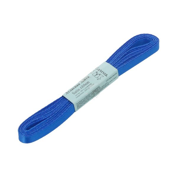Лента атласная 1-сторонняя 6.0 мм / 10 шт по 5.4 метра, №040 синий, Gamma AL-6P
