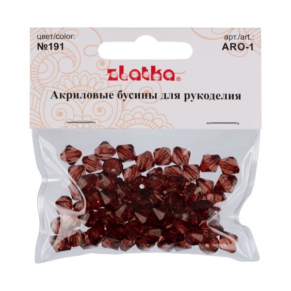 Бусины акрил 9х10 мм, 25 г (80±3 шт), 191 коричневый, Zlatka ARO-1