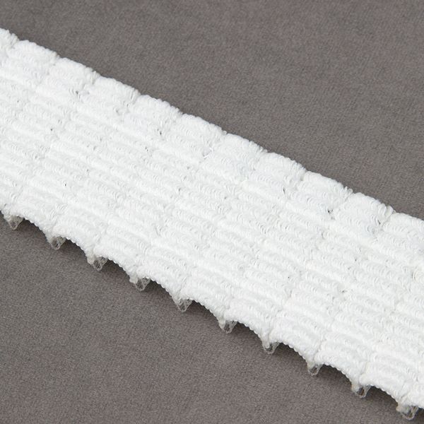 Лента (тесьма) шторная: сборка параллельная (1:2) 50 мм / 50 метров, (3 шнура) для велкро, белый, С01/50