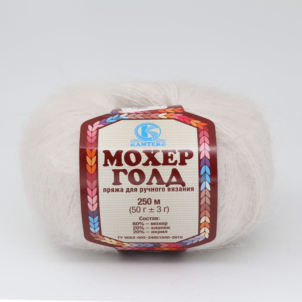 Пряжа Камтекс Мохер Голд / уп.10 мот. по 50 г, 250 м, 188 топленое молоко