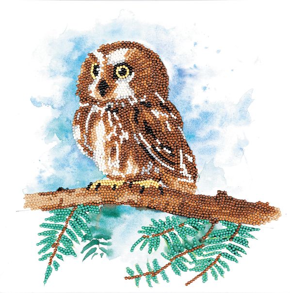 Алмазная (кристальная) мозаика Фрея, постер Совенок на ветке, 30х30 см