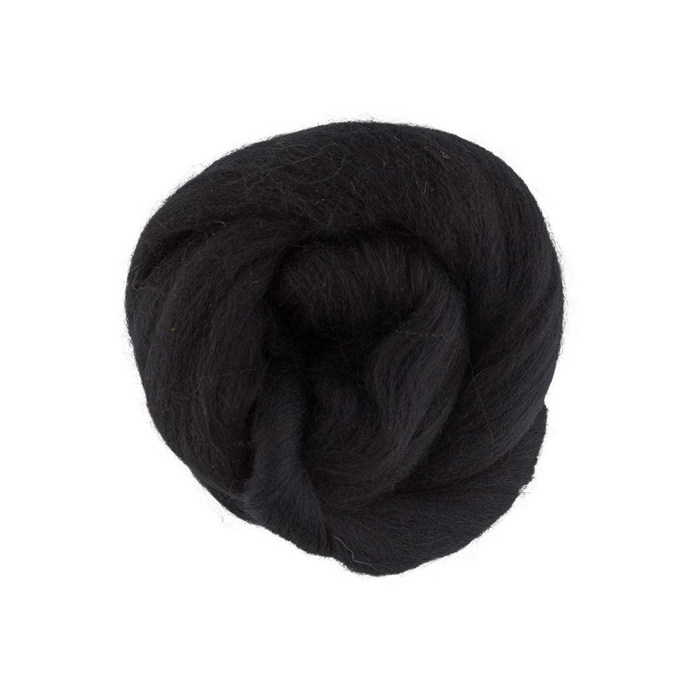 Шерсть для валяния (до 29 мкр), 50 г. 0140 черный, Gamma TFS-050