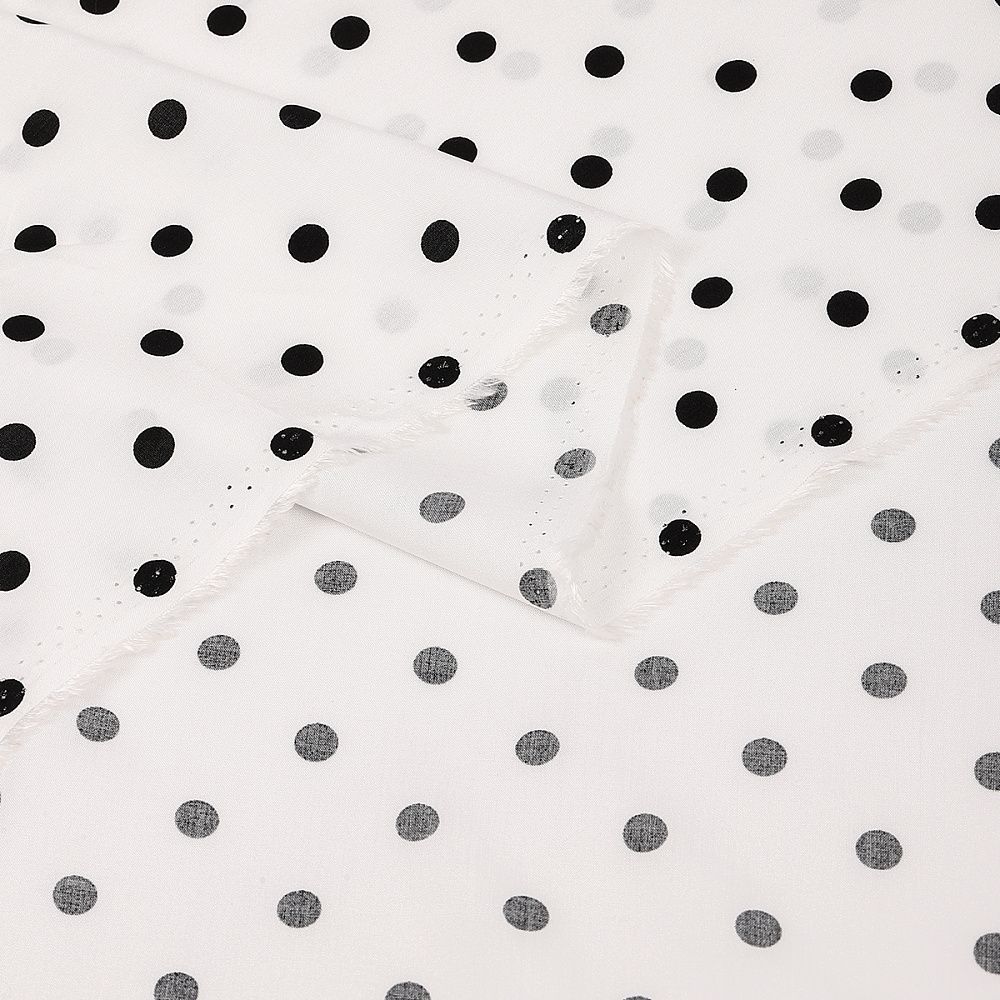 Штапель в горошек 90 г/м², 145 см / 2 метра, TBY.Vidt.04 цв.белый