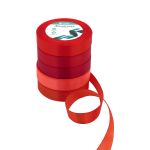 Набор атласных лент 5 цветов по 23.0 мм / 23 метра, красный микс