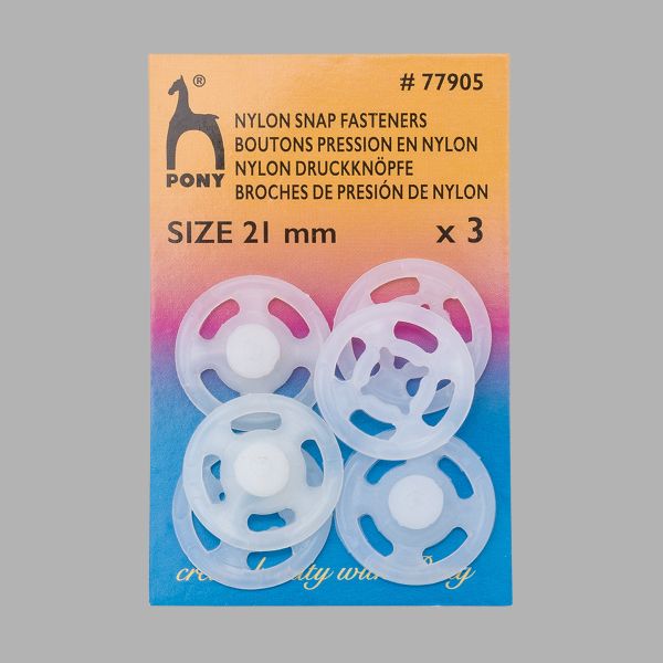 Кнопки пришивные нейлон 21 мм, прозрачный, 3 шт, Pony, 77905