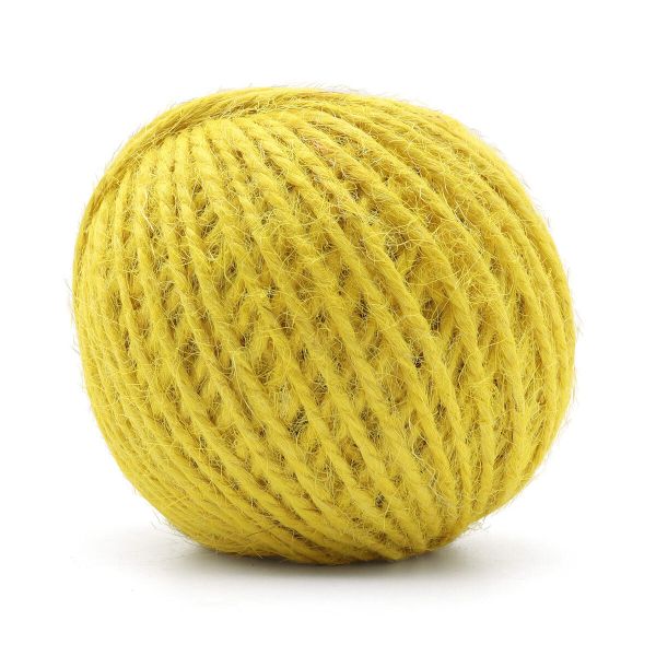 Шпагат джутовый 2-х ниточный ⌀1.12 мм, 50 м, 1120 текс, качество СВ, цветной (желтый), 74973