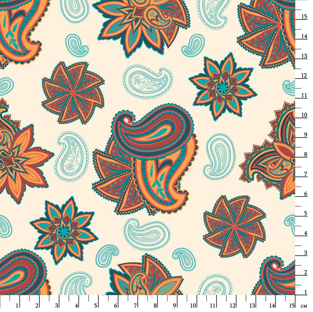 Ткань для пэчворка Peppy Сказочный восток, рулон 112 см / 5 метров, СВ-13 белый, Peppy