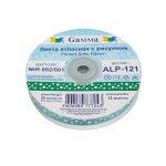 Лента атласная с рисунком 12.0 мм / 22.8 метров, R 092/001 т.зеленый/белый, Gamma ALP-121