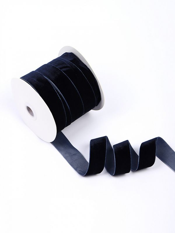 Лента бархатная (тесьма) 25.0 мм / 22.86±1 метров, арт.25VR54 нейлон цв.т.синий