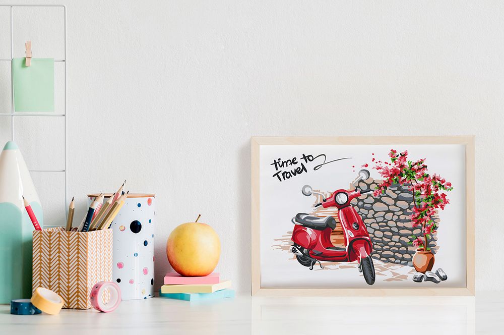 Картина по номерам Фрея, на картоне Красный скутер, 20х30 см