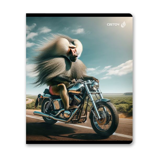 Тетрадь ученическая общая, глянцевая ламинация A5 48 л. на скобе 65 г/м², белизна 100% 10 шт клетка, 01505 Это кто на мотоцикле?, Светоч Т71