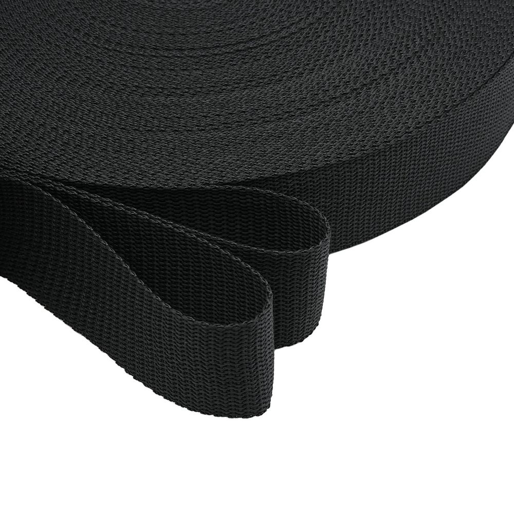 Стропа (ременная лента) 40 мм / 50 метров, толщ. 1.0 мм, [22 г/пог.м], 100% п/э, 0 черный