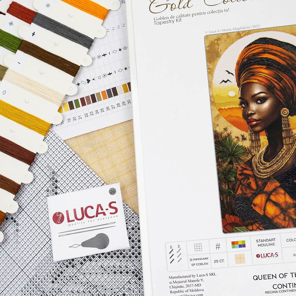 Набор для вышивания нитками Luca-S G720, гобелен Королева залитого солнцем континента, 18х30см