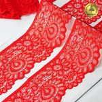 Кружево эластичное (стрейч) 90 мм, TBY.YSTL00839.N, SD163 красный, 25м, Kruzhevo