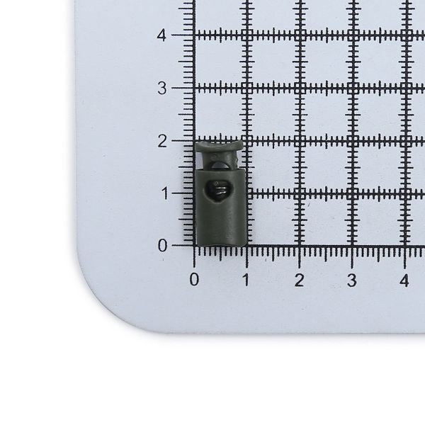 Фиксатор (зажим) для шнура пластик 1 отв., ⌀4.5 мм, 19х9 мм, цилиндр, ПП, 471 хаки, 100 шт