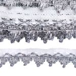 Тесьма отделочная вязаная 32мм / 10м (белый/серебро), С1438Г7