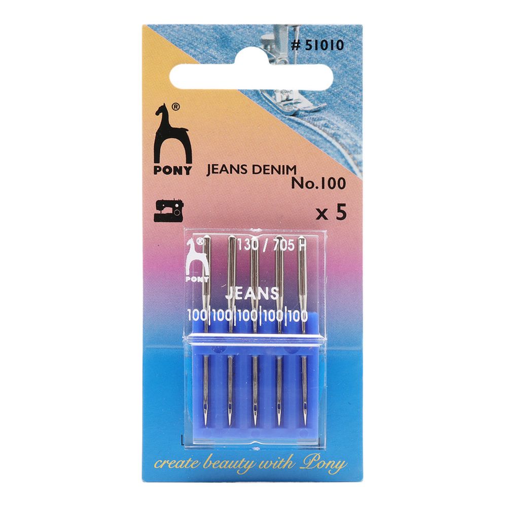 Иглы для швейных машин для джинсы 130/705 Н, №100, 5 игл Pony, 51010