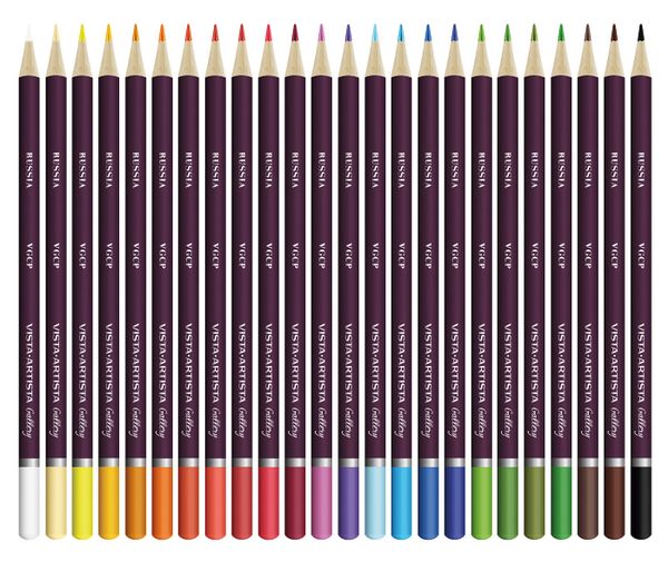 Набор цветных карандашей заточенный 4х24 цв, Vista-Artista Gallery VGCP-24