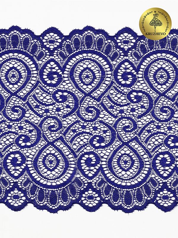Кружево бельевое эластичное 180 мм / 25 м, 263, цв.223 синий, Kruzhevo