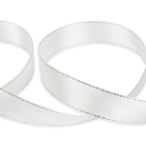 Лента атласная 2-сторонняя с метанитью 20.0 мм / 33±2 метра, №132 серо-голубой/серебро, Gamma AL-20M