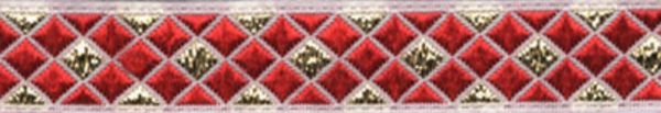 Лента (тесьма) жаккардовая 12.0 мм / 10±0.5 метров, красный/золото, Gamma TRJ-62