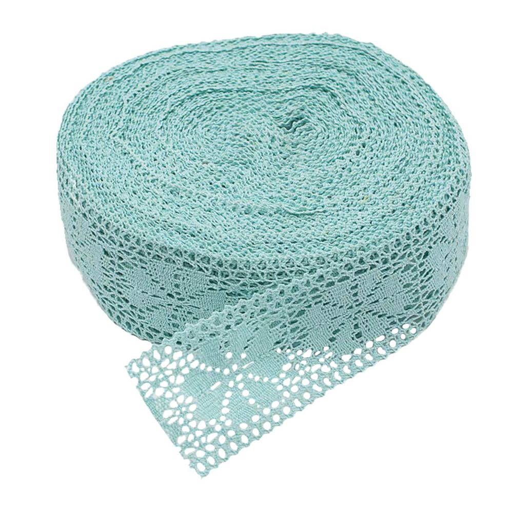 Кружево вязаное (тесьма) хлопковое 60 мм / 25 метров, рис.60.01.178 (мята) С3749Г17