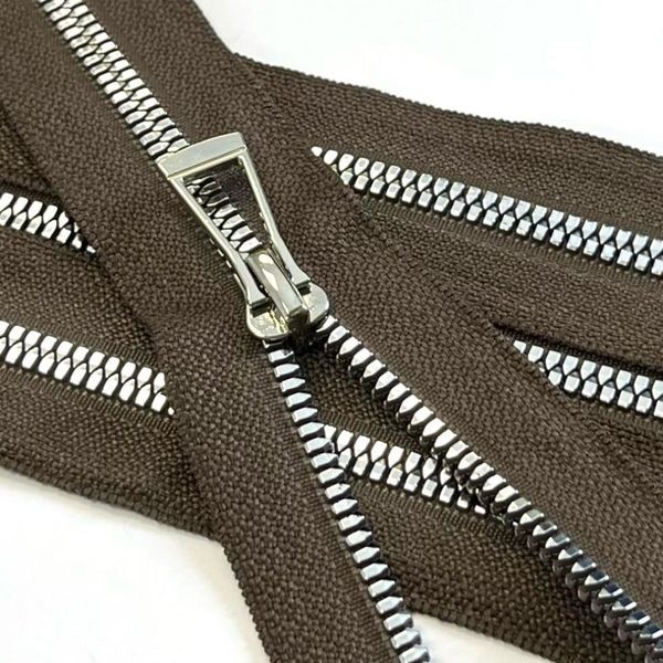 Молния трактор Т5 (5 мм) 1 зам., н/раз., 18 см, никель D157 коричневый уп.6 шт, Mzip Premium