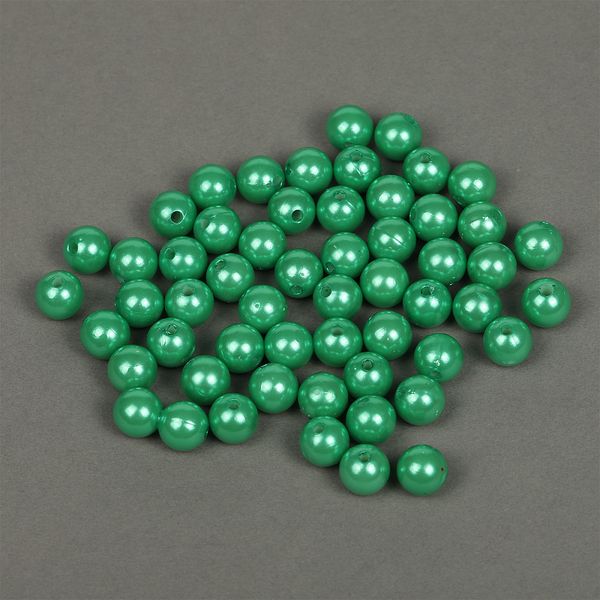 Бусины пластик (перламутр) ⌀12 мм, цв.035 изумруд, уп.500г (530 шт), Magic4Hobby
