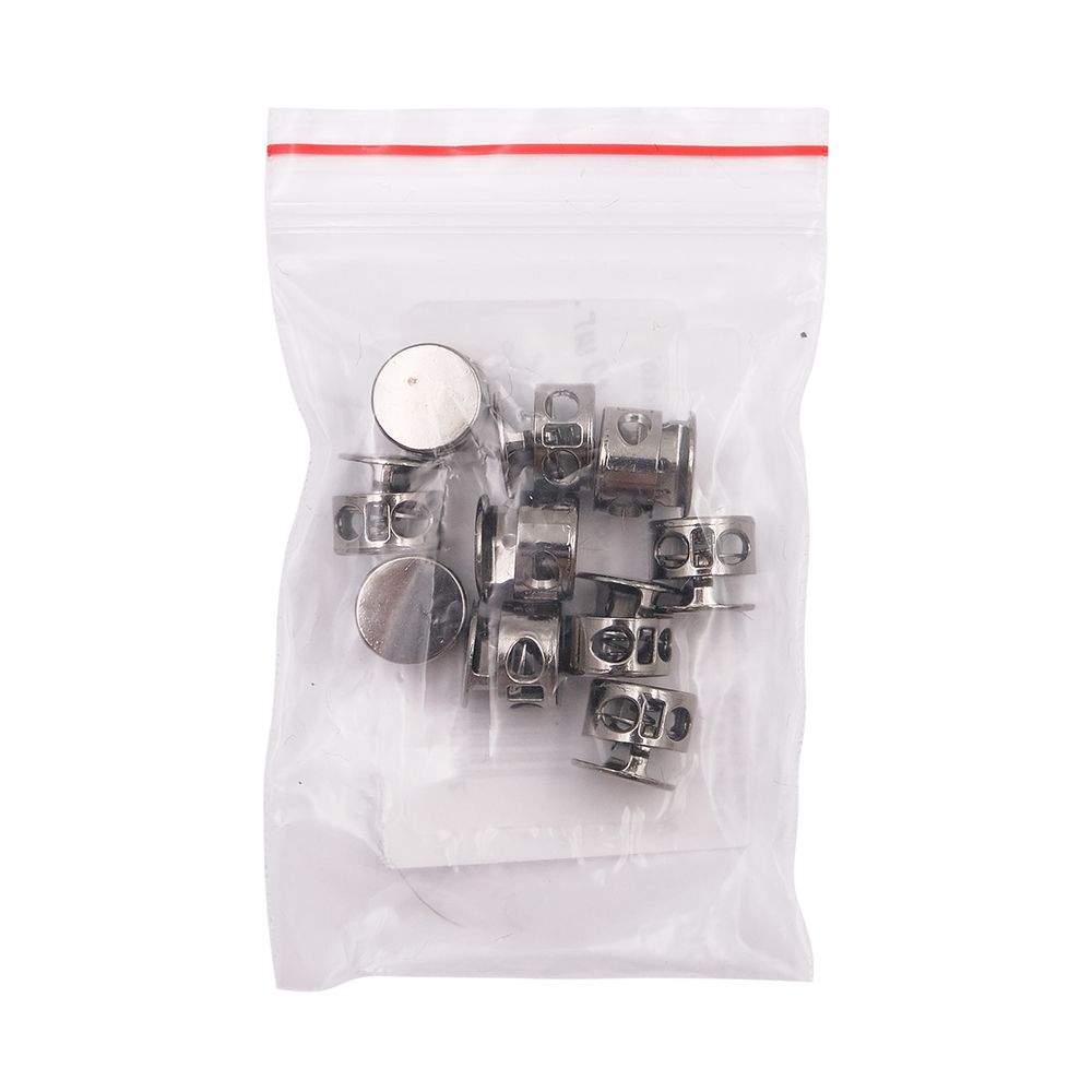 Фиксатор (зажим) для шнура металл 2 отв., 10.5х11.8 мм, ⌀3.7 мм, металл, Nickel (чер.никель), MFR08, 10 шт