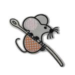 Термоаппликация вышитая Мышка с иголкой 11,2*7,6см (2 шт) (1 серый/розовый/оранжевый) 15829